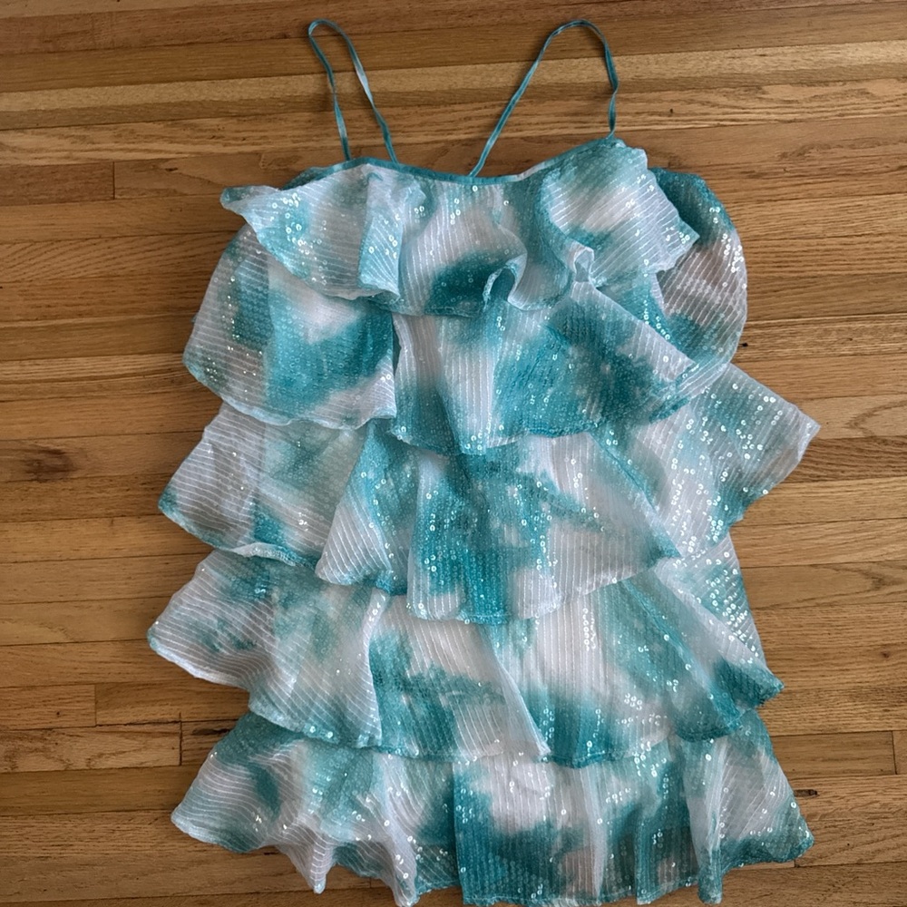 Chic Blue and White Mini Dress